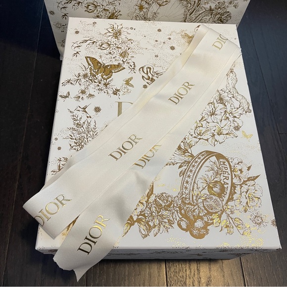 Dior shopping box box holiday gift box limited white gold with tissue and ribbon - Picture 2 of 11